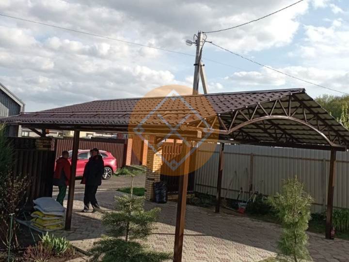 навес из металлочерепицы для двух машин