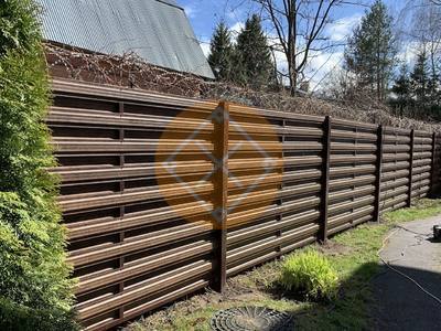 Горизонтальный забор из евроштакетника с колючей проволокой